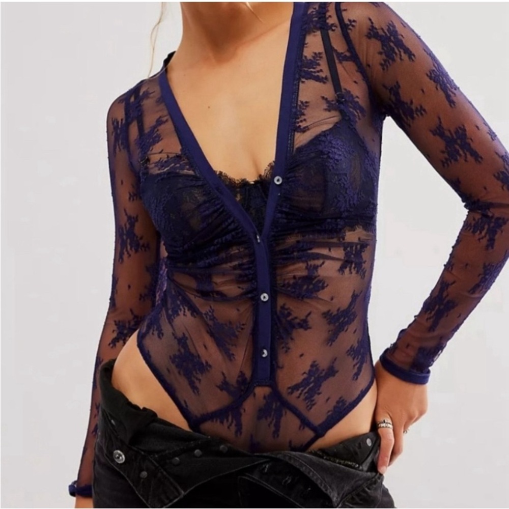 Free People Sheer Lace Bodysuit